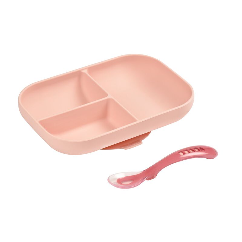  Silicone Suction Plate and Spoon Set pink