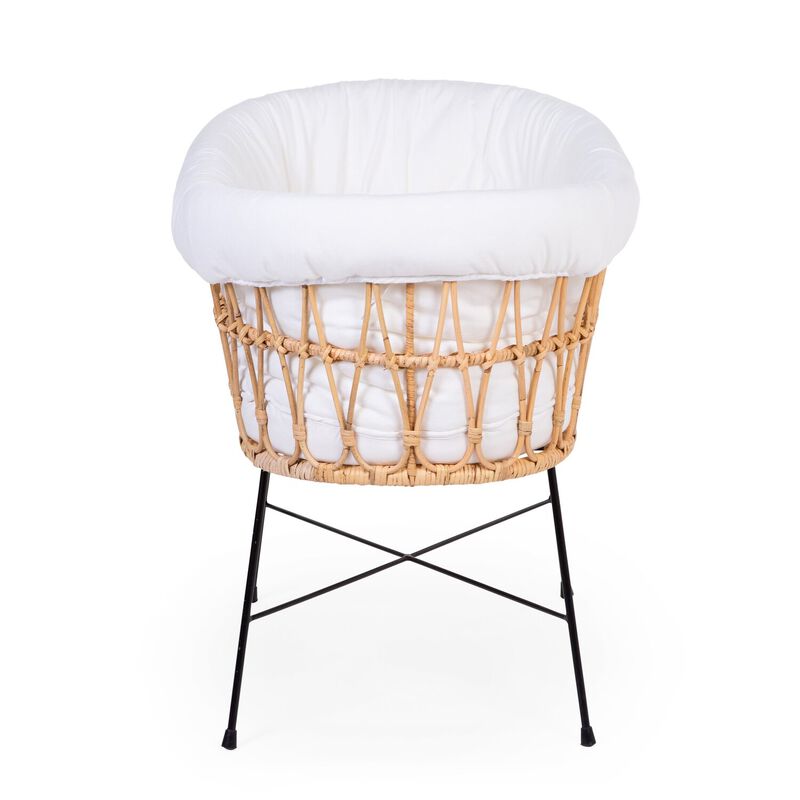 Rattan cradle metal legs + cover offwhite