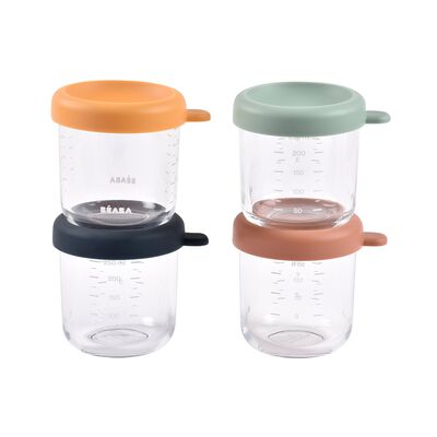 Set of 4 Glass Baby Food Jars 250ML