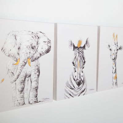 Oil Painting - Giraffe + Gold - 30x40 Cm
