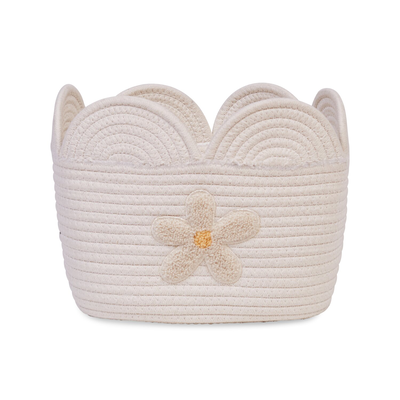 Basket 30x20x15cm Flower off white 