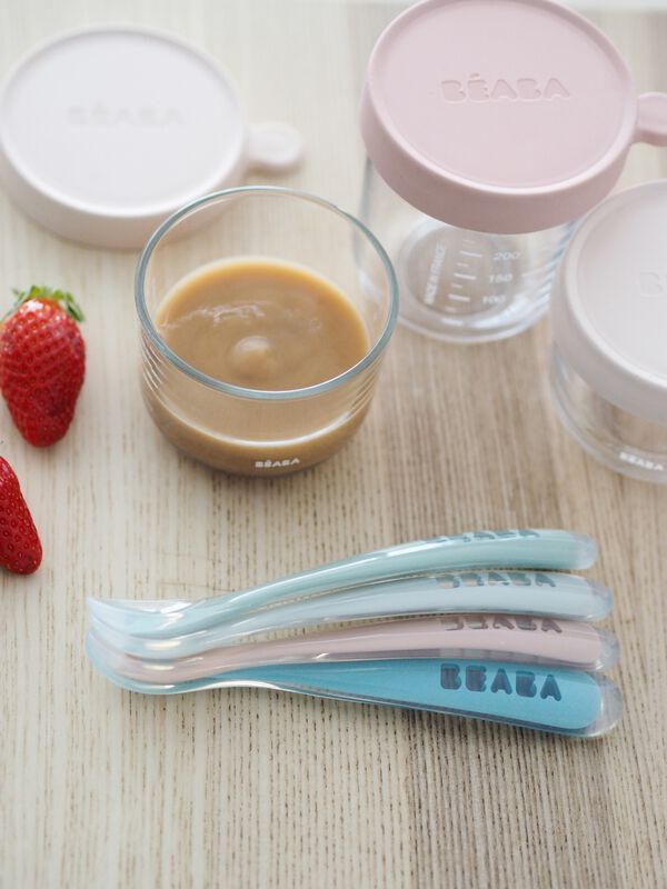Set of 4 Easy-Grip 1st Stage Silicone Spoons eucaplyptus