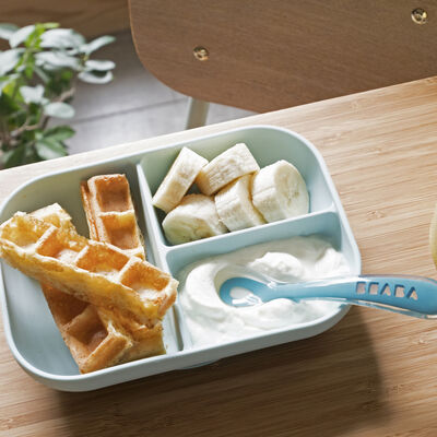 Set pappa con comparti in silicone (2 pz) blu 