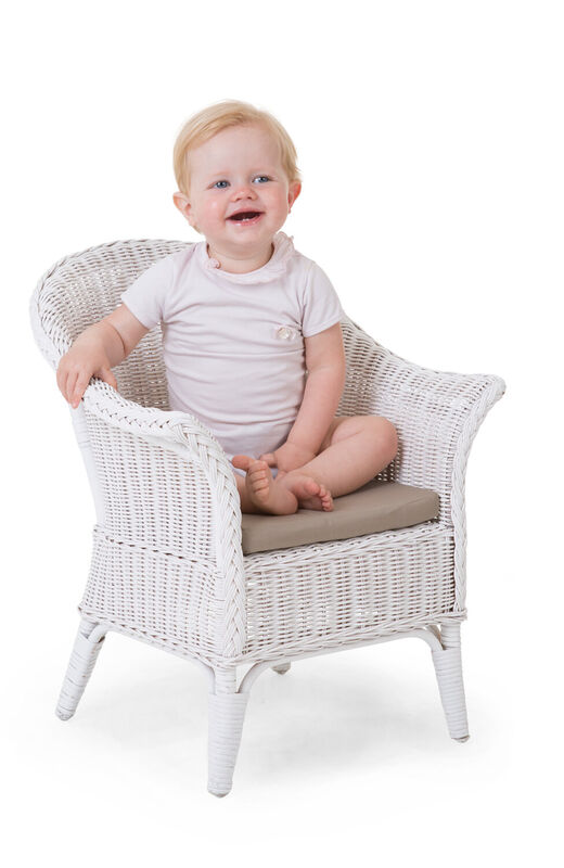 Mimo Kid Wicker Chair + Cushion - White