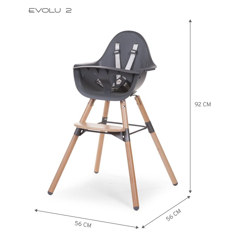 Evolu Chaise Haute - Réglable En Hauteur (50-75 Cm/*90 Cm) - Naturel Anthracite (Childhome) - Image 7