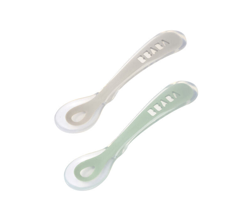 2nd stage 2 silicone spoon set + carry box velvet grey / sage green 1