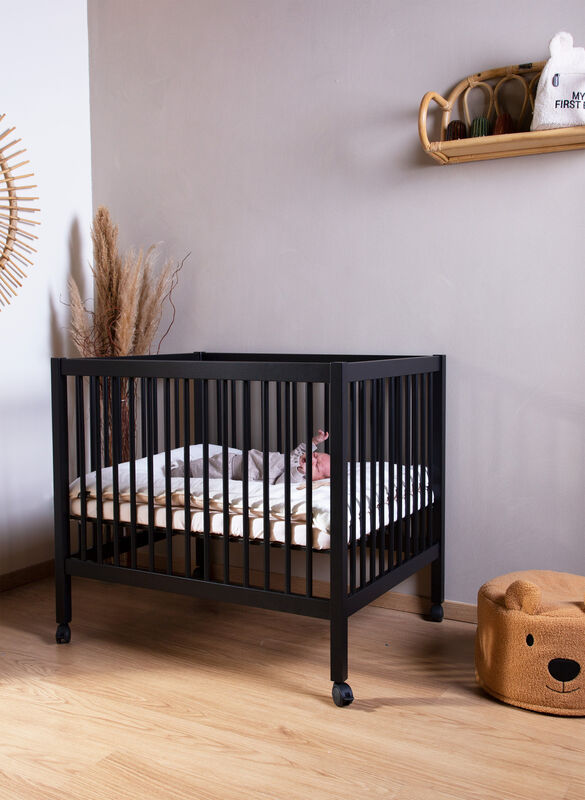 Parc 97 + Roues - 95x75 Cm - Bois - Noir