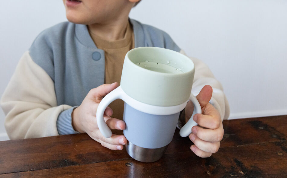 Taza de aprendizaje de acero inoxidable Click and Drink - Pebble