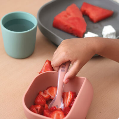 4-delig siliconen serviesset - Mineraal/Terracotta