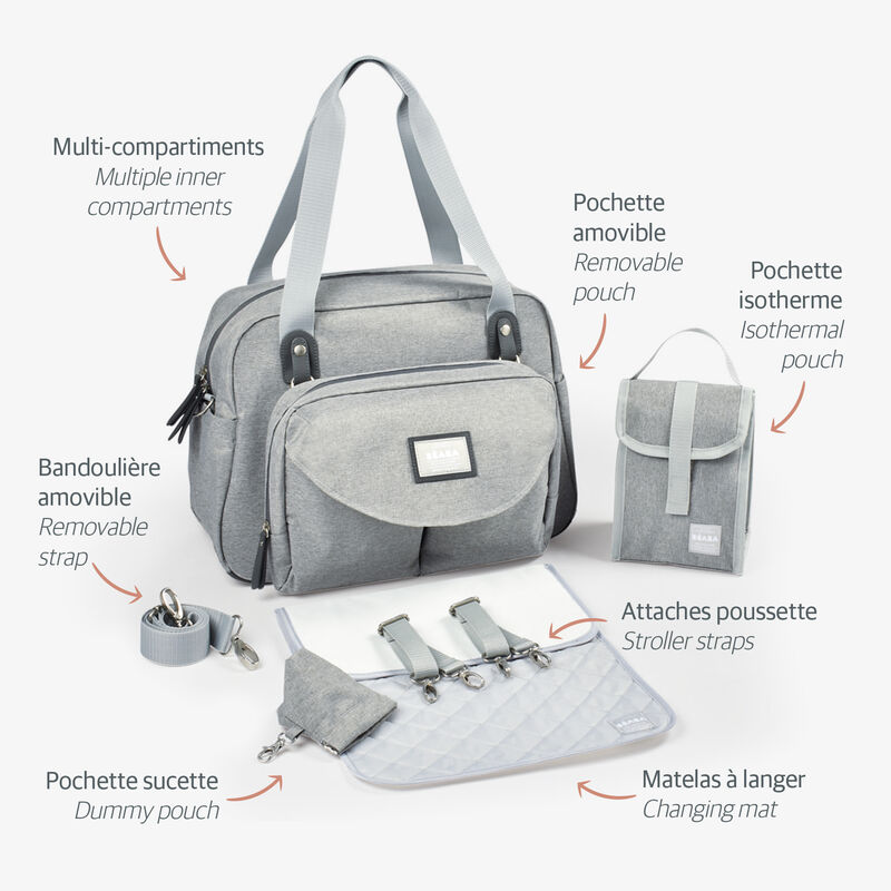 Geneve II Diaper Bag heather grey 3.0