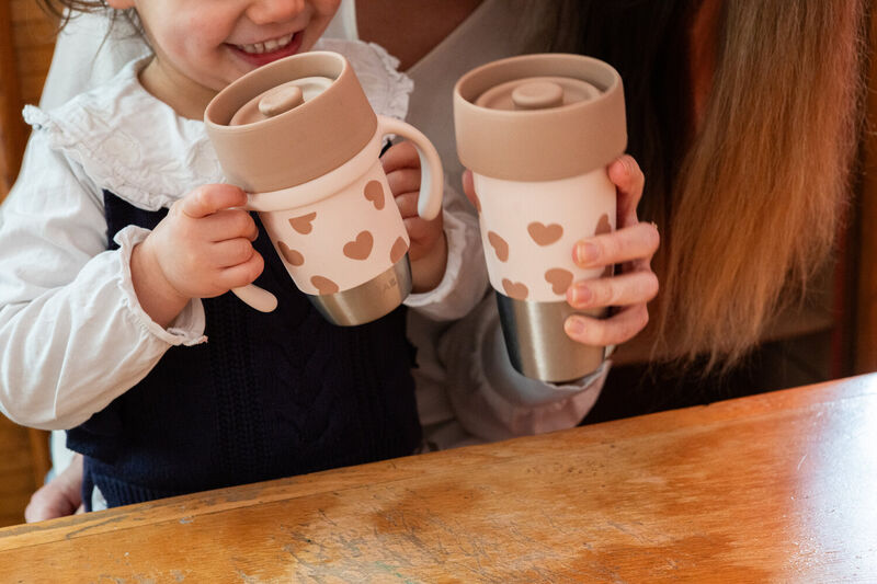 Mini & me - 2 Stainless steel cups Click & drink - BigLove