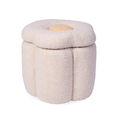Pouf + Coffre &agrave; jouets Fleur blanc cass&eacute;