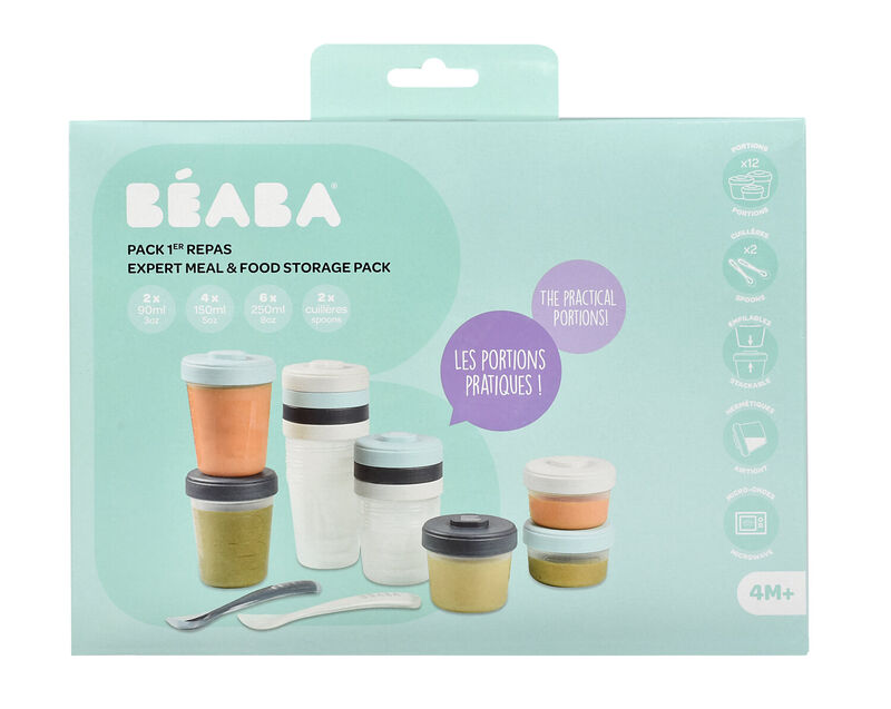 Pack premiers repas (12 portions + 2 cuill&egrave;res) Bleu/Gris