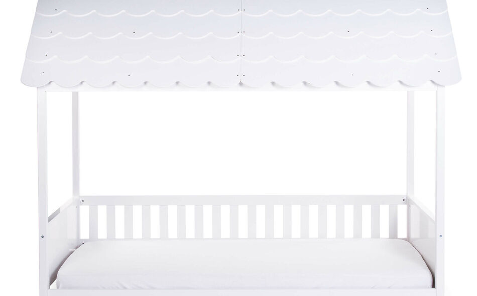 Hausbett Mit Dach - 90x200 Cm - Holz - Wei&szlig;
