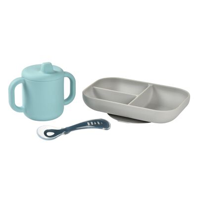 Lern-Set aus Silikon + Tasse blue