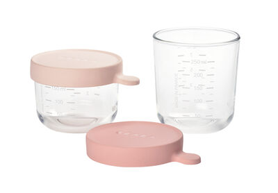 Set of 2 glass portion jars 150 ml/250ml old pink