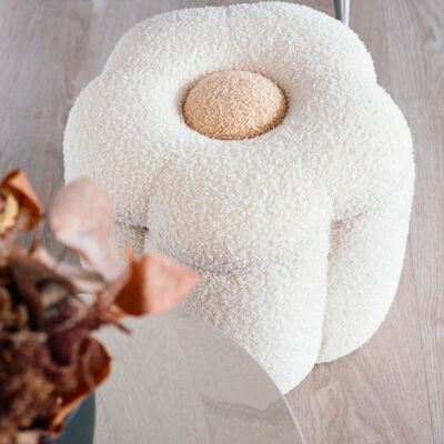Pouf + Scatola Giochi Fiore bianco sporco
