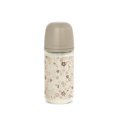 Babyflasche aus Glas mit Sauger SX Pro 240 ml Durchfluss M Bonhomia - Liberty Beige
