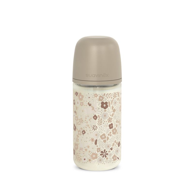 Biberon en verre avec t&eacute;tine SX Pro 240 ml d&eacute;bit M Bonhomia - Liberty Beige