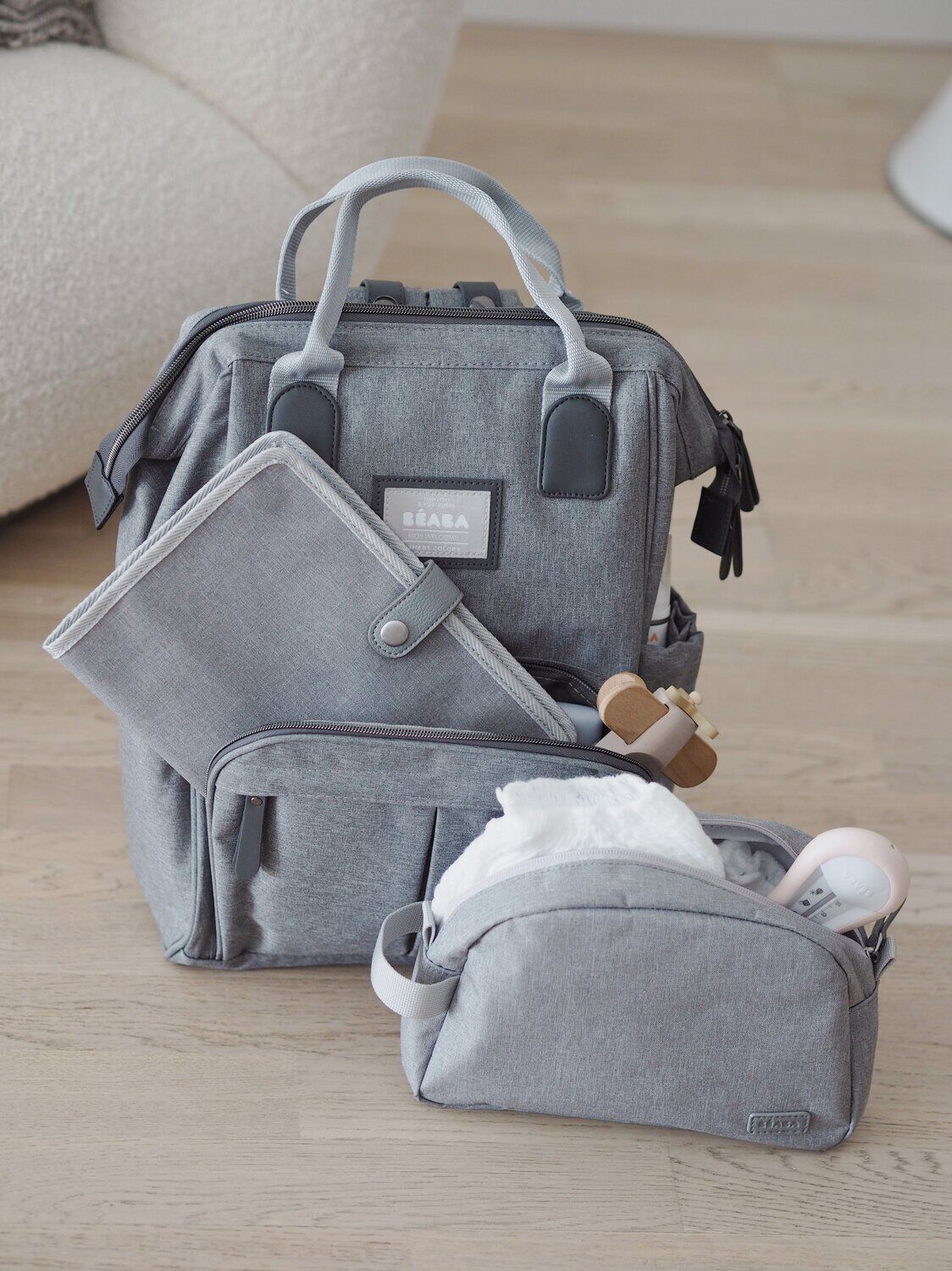 Wellington Diaper Bag heather grey