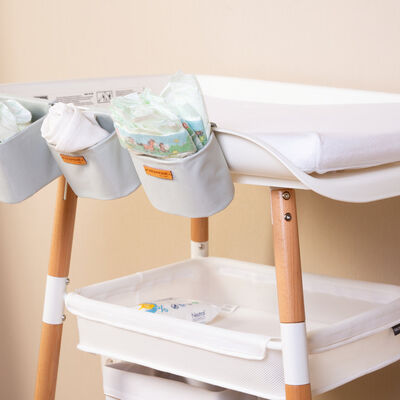 Set of 3 hanging storage baskets Polyester grey