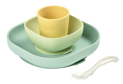 4-piece silicone dinner set yellow