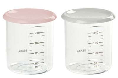 Set of 2 Maxi Portion Jars old pink/grey