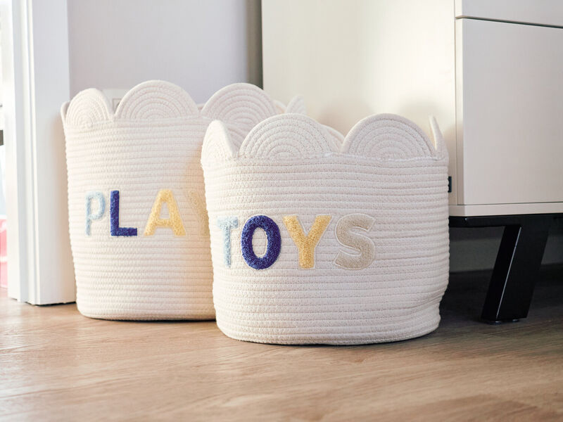 Basket 30x30x15cm Flower off white 