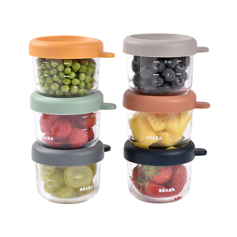 Set of 6 glass baby food jars 150 ml - Sunrise Color Mix