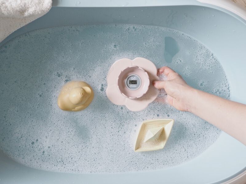 Thermom&egrave;tre de bain Lotus Vieux rose