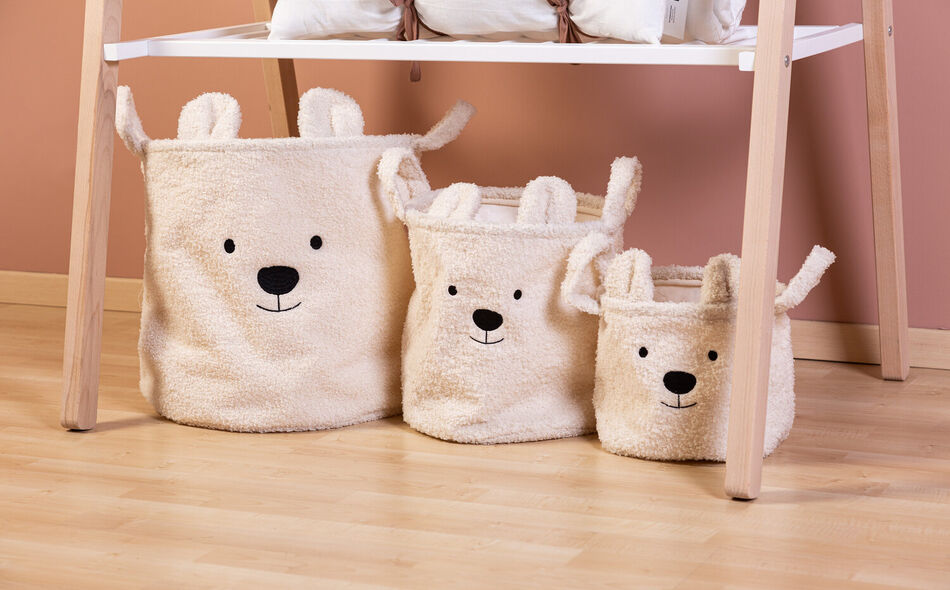 Teddy Korb 2-er Set - Altweiss