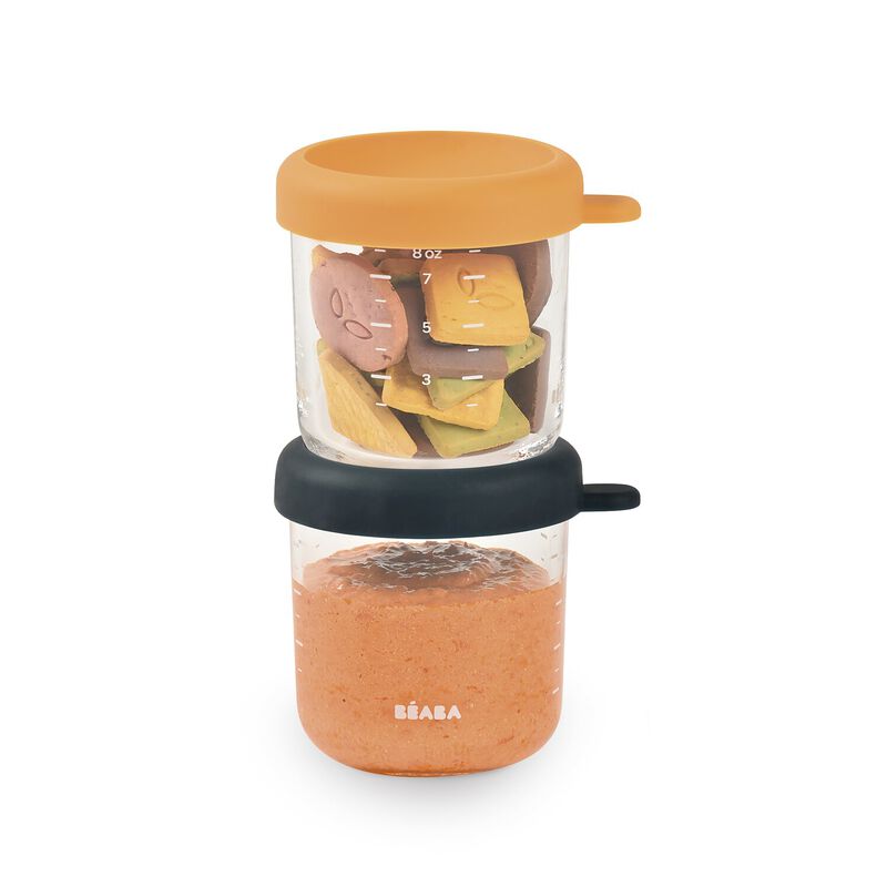 Set of 2 Glass Baby Food Jars 250ML