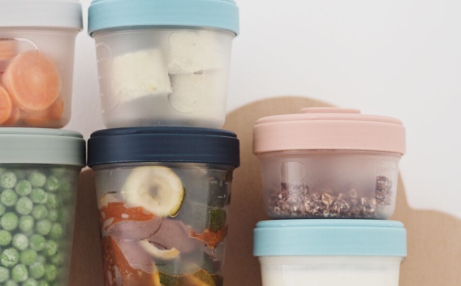 Integral set of 6 interlocking portion jars - (2x90ml + 2x150ml + 2x250ml) Integral set of 6 interlocking portion jars - (2x90ml + 2x150ml + 2x250ml)