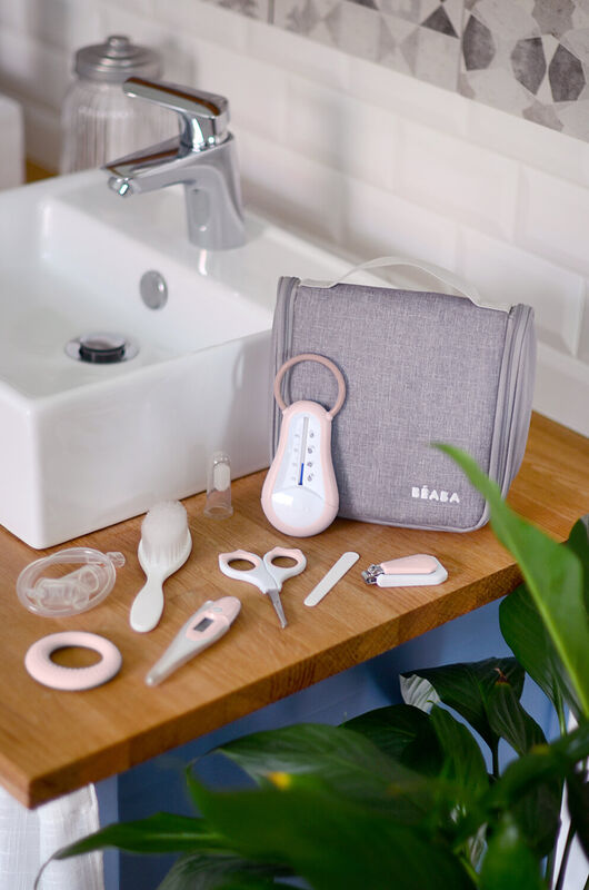 Baby Grooming Set (9 accessories) + Hanging Toiletry Pouch - Pink