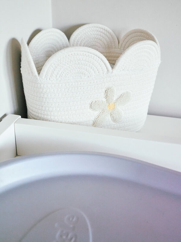 Basket 30x20x15cm Flower off white 