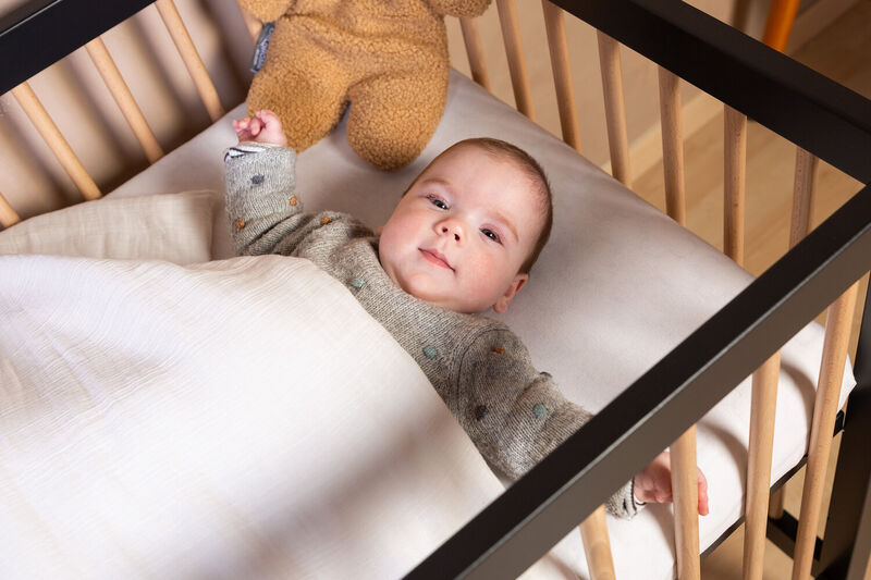COT 97 - Lit de bébé - 120x60Cm – Noir Naturel