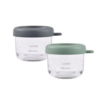 Set of 2 glass portions 150 ml Mineral / Sage green