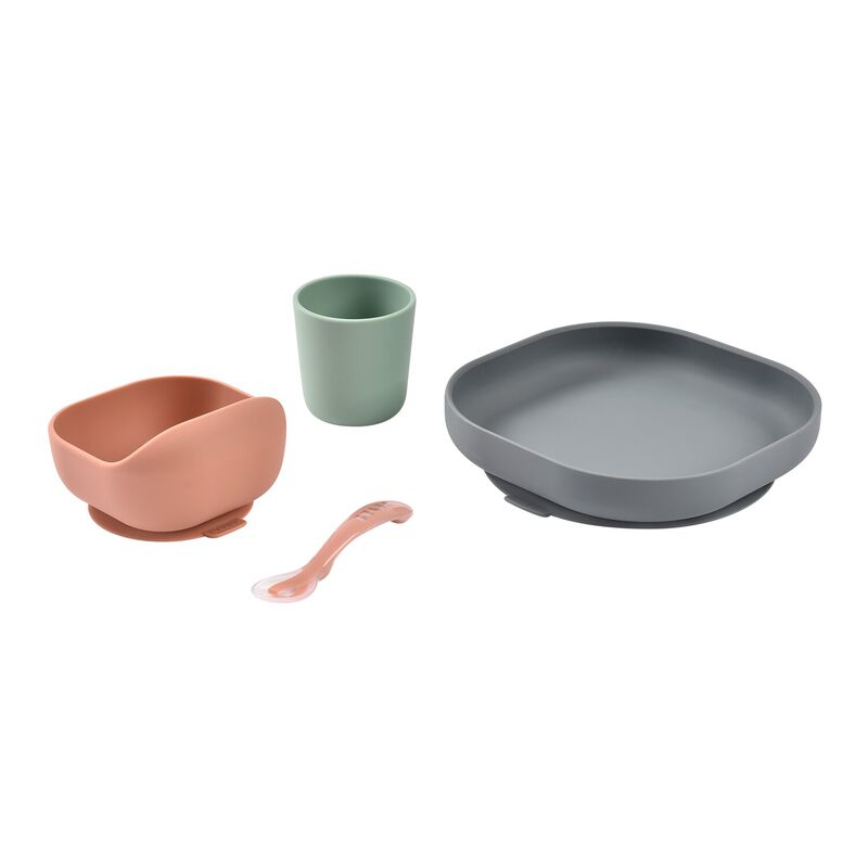 Silikon-Geschirrset 4-teilig - Mineral/Terracotta