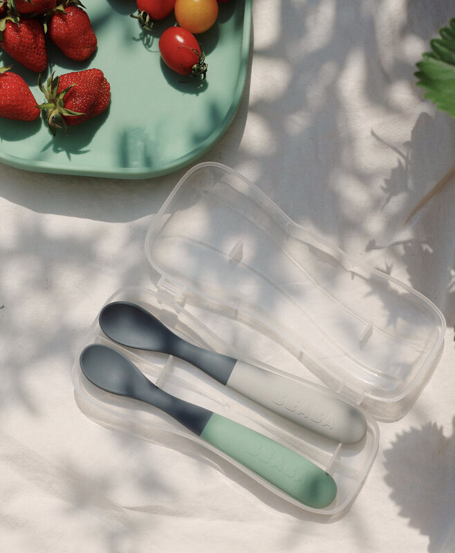 1st Stage Two-Tone Silicone Spoons Set of 2 - Mineral