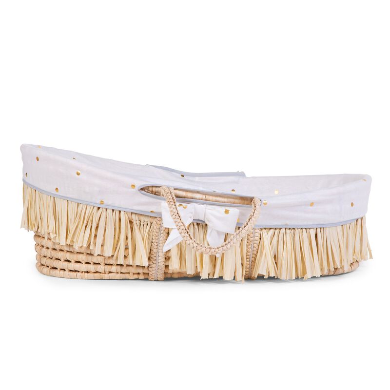 Moses Basket Cover - Jersey - Gold Dots