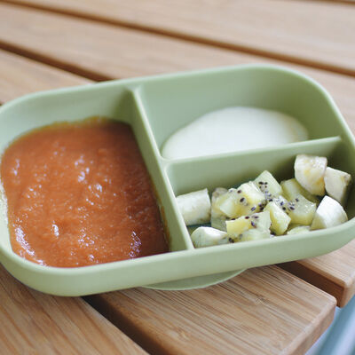 Silicone Suction Divided Plate  - Sage Green