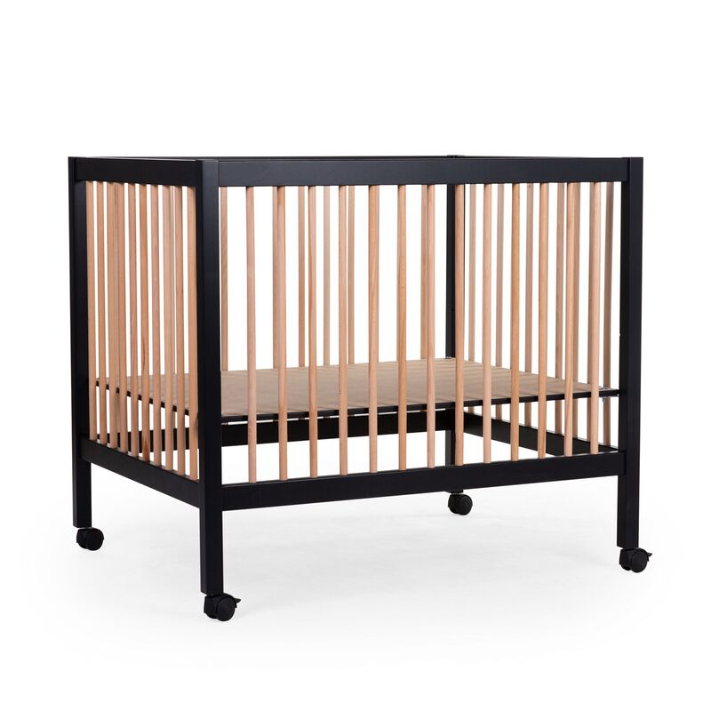 Lettino con ruote 95x75 legno nero / naturale
