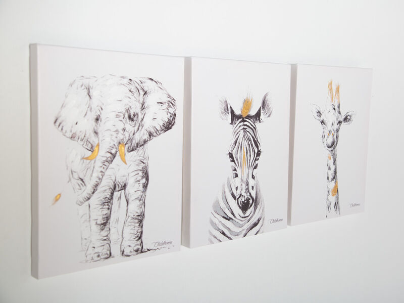 &Ouml;lgem&auml;lde - Zebra + Gold - 30x40 Cm