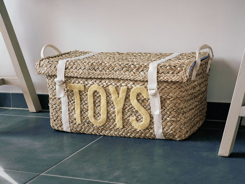 Coffre à jouets en rotin jaune 2pcs