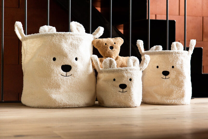Aufbewahrungskorb - 25x20x20 Cm - Teddy - Alt Weiss