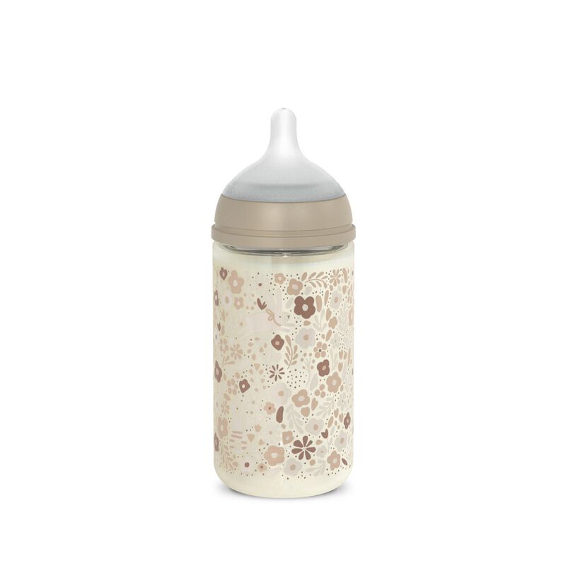 Biberon en verre avec t&eacute;tine SX Pro 240 ml d&eacute;bit M Bonhomia - Liberty Beige