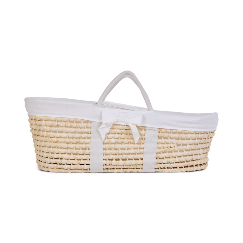 Moses Basket - Natural + Jersey Cover Off White