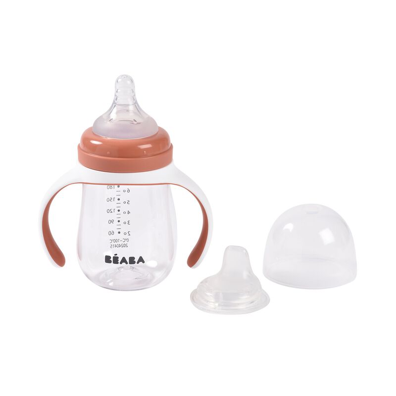 Biber&oacute;n de aprendizaje 2 en 1 de 210 ml TERRACOTTA