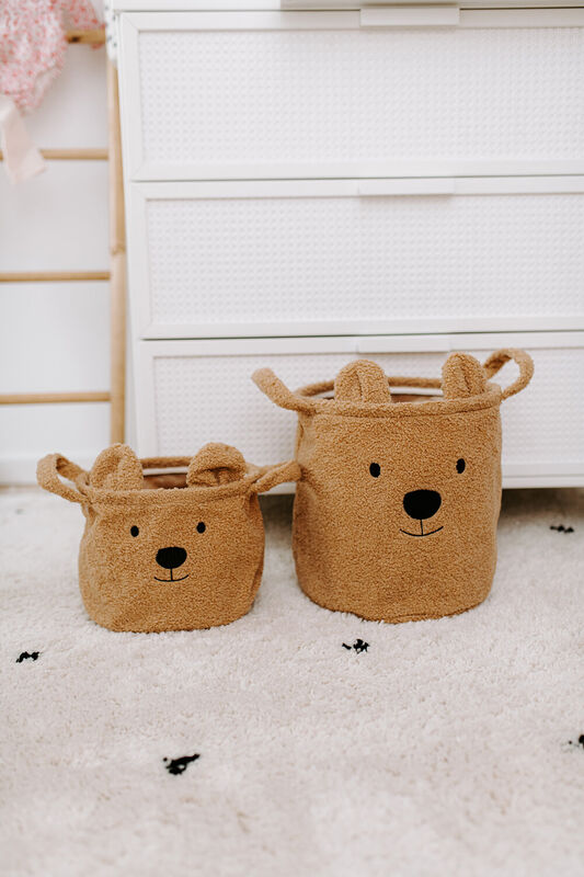 Aufbewahrungskorb - 25x20x20 Cm - Teddy - Braun 