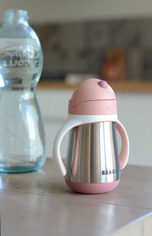 Tasse paille inox 250ml Vieux rose